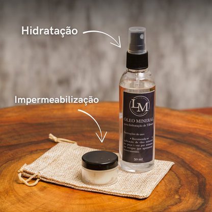 KIT Manutenção para TÁBUAS DE CORTE - Óleo Mineral e Cera de abelha